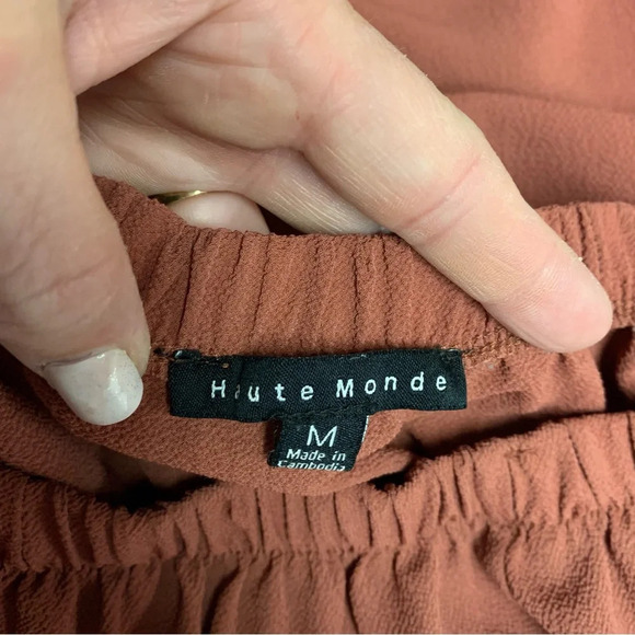 Haute Monde dark orange-brown on/off shoulder top size medium - Picture 7 of 10